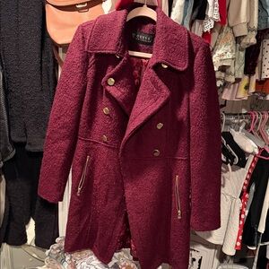 Guess Women's Deep Red Pea Coat